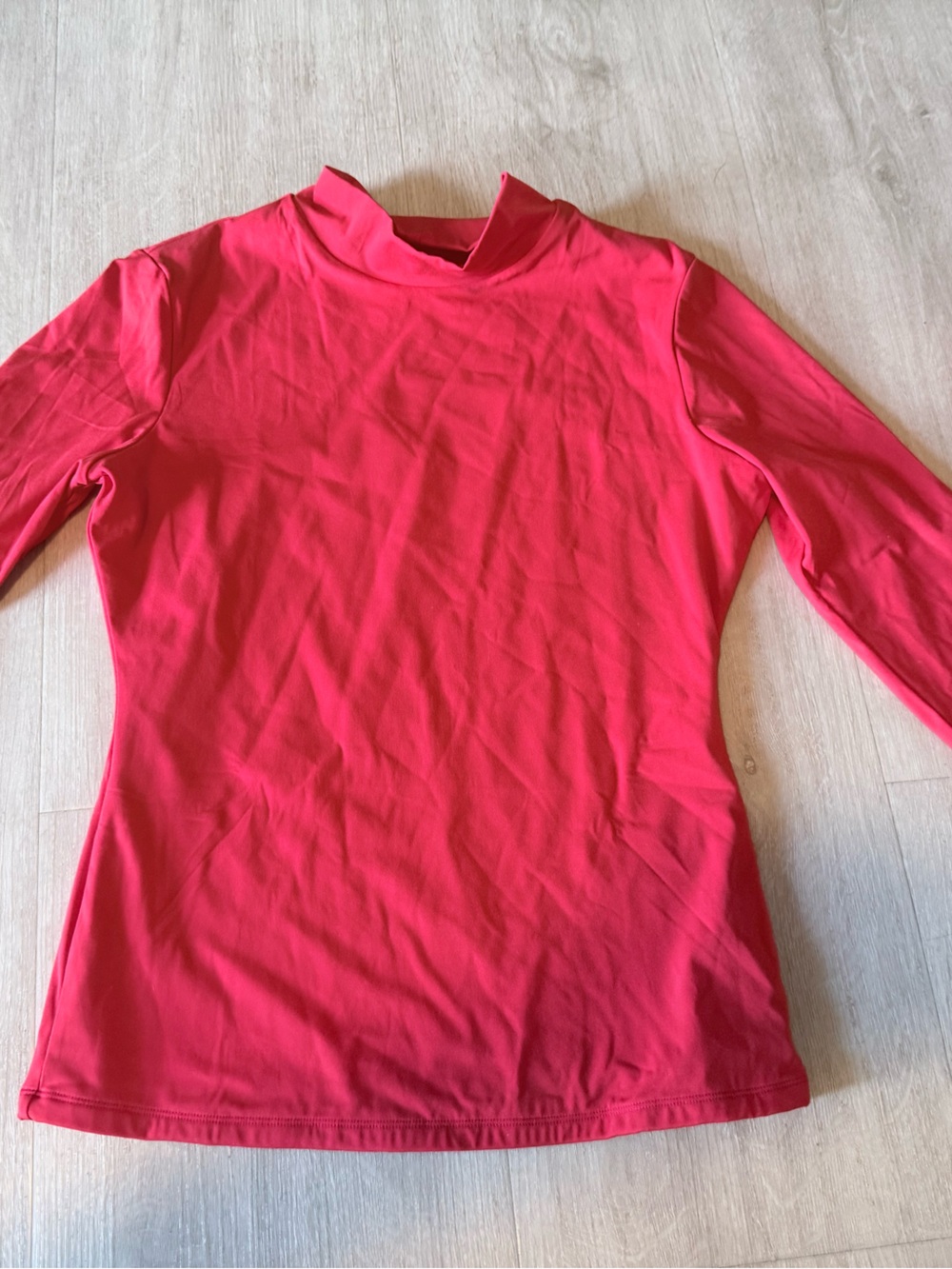 Pumiey Red Long-Sleeve Mock Neck Fitted Top Women's Size M Stretch